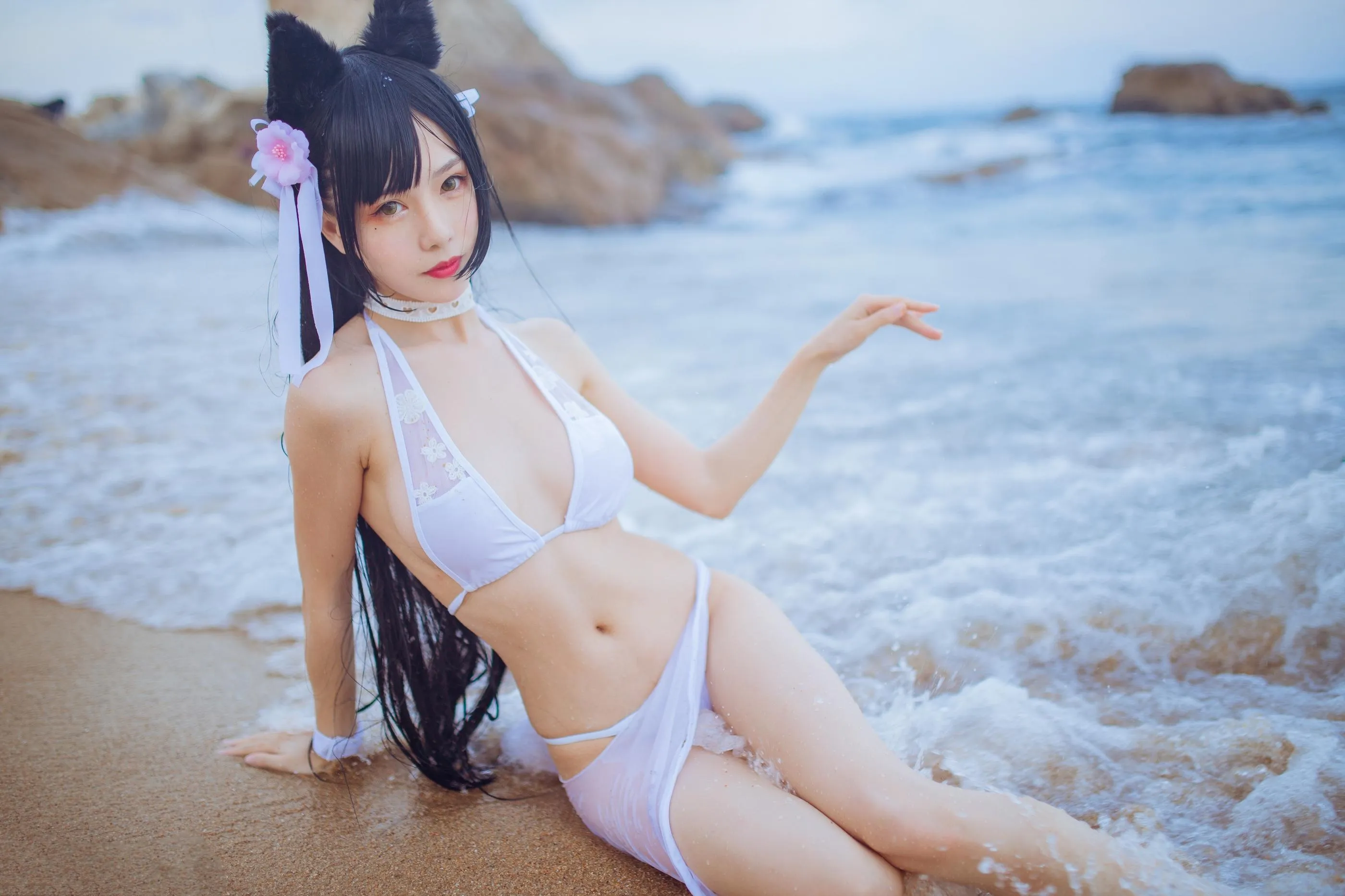 抖娘-利世 – NO.18 獒犬海边泳装 [41P]插图2